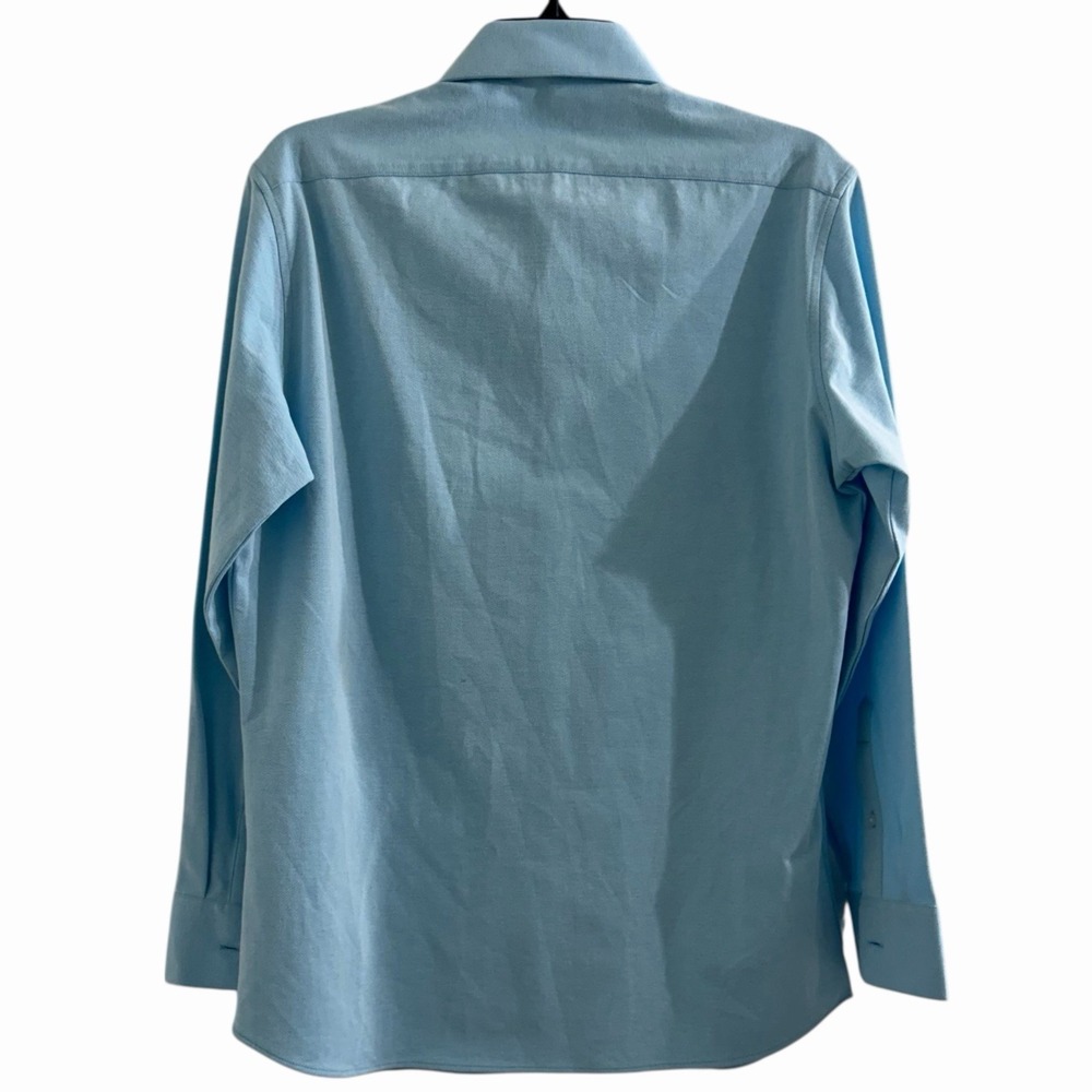 Bill Blass Slim Fit Knit Dress Shirt Mens M Light Blue Stretch 15 32/33 - Picture 3 of 9